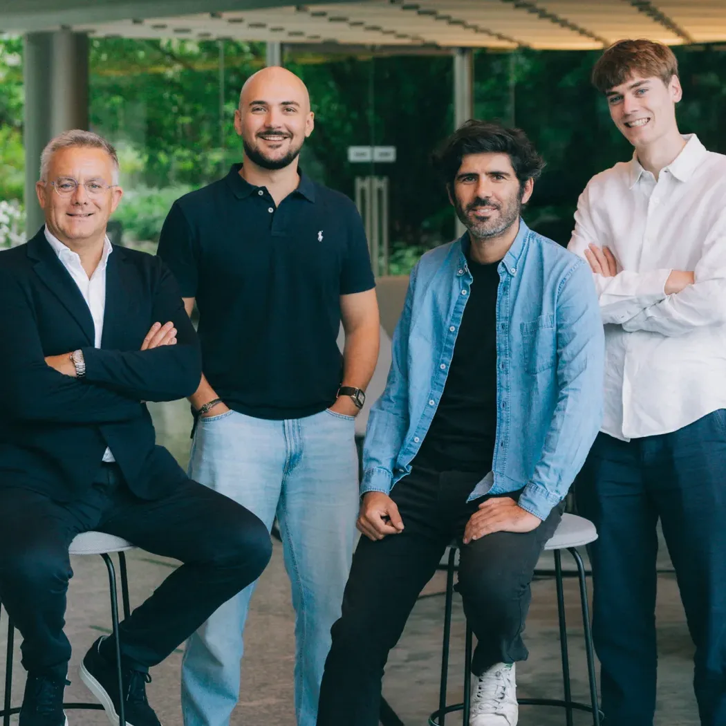 The four MentionBox partners, in the offices of the agency.